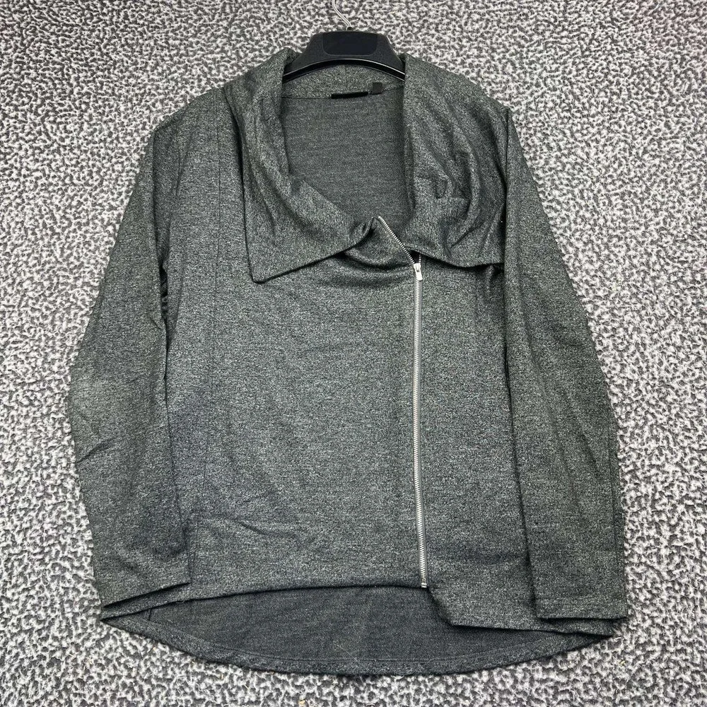 Apt. 9 Moto Jacket Cardigan Women Medium Gray Asymmetrical Zip Long Sleeve